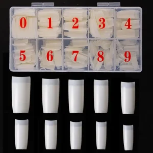500pcs French Nail Tips Clear Nature Half Cover Press on Acrylic Nails Mixed Size False Nails DIY Manicure Extension Tools