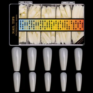 500pcs Long Ballerina Half Cover Nail Tips Artificial French Fake Nails with Stiletto Design for Manicure for Fingers