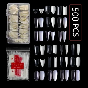 500pcs Stickons Number 17 Nail Tips ABS Material Salon Quality French Style Nail Art Tips Finger Application with Glue Reusable