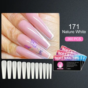 504Pcs box Non C Curve XXL Extra Long Coffin Nail Tips Half Cover ABS 3XL Coffin Square French False Nail Tips