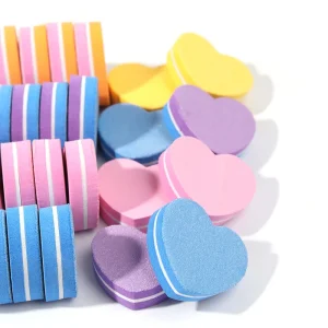 50Pcs Double sided Emery Sponge Nail Buffer 100 180 Grit Heart Shaped Mini Nail Files for Acrylic & Natural Nails