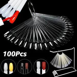 50Pcs Nail Products Nail Fan Card Polish Card Display Nail Polish Practice Color Plate Sample Stand for Manicure Salon