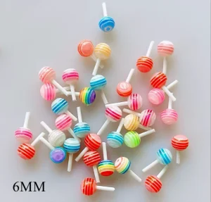 50Pcs bag Colorful Resin Lollipop Candy Nail Art Decorations 6mm 3D Cute Lollipop Nail Charms Cartoon DIY Manicure Accessories