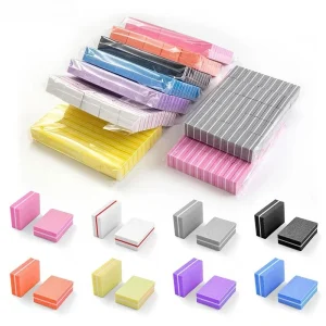 50Pcs pack Durable Mini Sponge Nail Buffer Block Double Sided Texture Grit 100/180 Nail File Buffers Nail Pre processing Polish