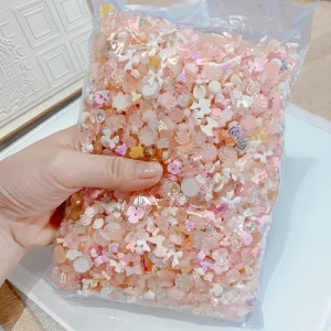 50g bag 3D Aurora Resin Bow Knot Nail Art Charm Flower Bear Butterfly Mix Nail Rhinestone Pink Green Purple Nail Decoration