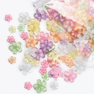 50pcs Acrylic Flower 3D Nail Art Decorations Spring Summer Resin Flower Nail Charms Design Rhinestones DIY Manicure Accessories