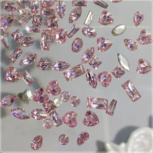 50pcs Pink Color Mini Zircon Nail Art Rhinestones Flatback Crystal Manicure Diamond Gem Colorful 3D Nail Art Decorations