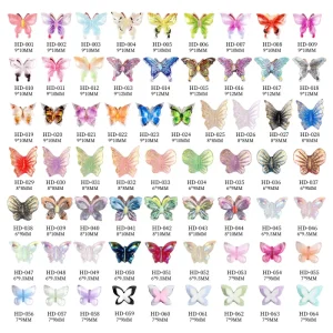 50pcs bag 3D Butterfly Nail Art Decorations Colorful Cartoon 3D Painted DIY Resin Nail Decorations Cute Style