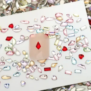 50pcs bag Mini Mixed Flat Back Diamond Nail Charms Colorful Glass Flat Back Rhinestone Nail Art Decoration