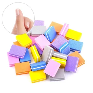 50pcs bag Mini Sponge Buffer Block Double Sided Texture Nail File Buffers for Nail Pre processing Polish Nails Accessories