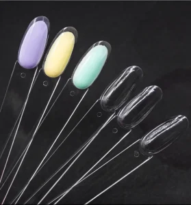 50tip Nail Polish Spoon Color Card Chart Display Fan Oval Head Nail Art Practice Stick With Ring Nail Tips Manicure Supplier
