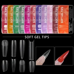 550pcs Nail Tips Full Cover False Nail Tip Almond Acrylic Nail Tip Square Medium