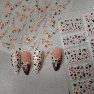 5D 3D DIY Customized Logo Pattern Nail Decal Adhesives Imitation Diamond Gold Star Small Round Beads Manicure Decoration