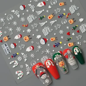 5D Cartoon Snowflake Snowman Christmas Decoration Accessories Nail Stickers