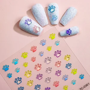 5D Cat Style Nail Decals Sticker Nail Beauty Accessories Made of Paper Plastic and Pet Material