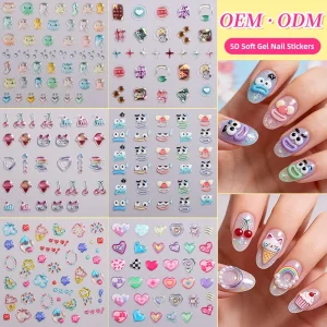 5D Cute Lily Nail Sticker Luxury Retro Cartoon Nail Art Decoration Shiny Waterproof BPA Free Self Adhesive Nail Decals