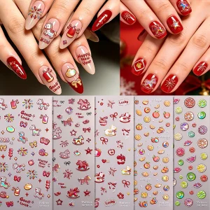 5D Cute Lily Nail Stickers Luxury Retro Cartoon Nail Art Decoration Shiny Waterproof BPA Free PET Paper Plastic Hot
