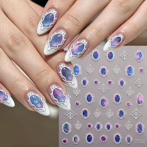 5D Emboss Jewelry 3D Nail Charm Sticker for Gel Tip Nail Beauty Plastic Nail Art Decal