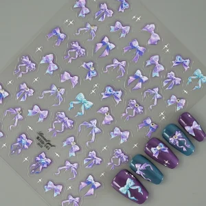5D Embossed Bow Nail Decals Bowknot Cute Manicure Accessories Decorations Diamond Bow Nail Art Stickers