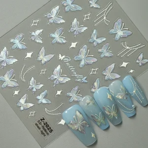 5D Embossed Butterfly Nail Art Stickers Self-Adhesive Shell Light Butterflies Nail Decals Spring Summer Nail Stickers