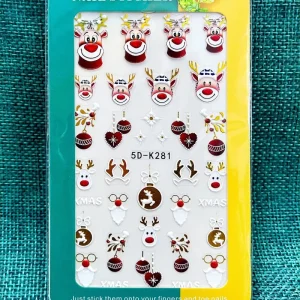 5D Embossed Halloween Nail Art Sticker Glittering Gold and Silver Foil Shimmering Confetti Christmas Nail Decals