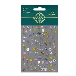 5D Embossed Resin Dried Flower Nail Stickers Y2K 3D Daisy Sunflower Nail Art Decor Self Adhesive Support Bulk Order