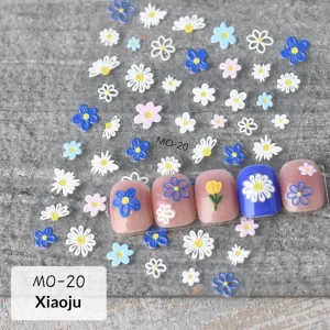 5D Floral Embossed Nail Stickers Mixed Designs with Matte Back Glue for Professional Salon & DIY Nail Art Decorations
