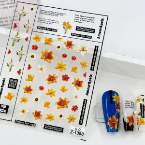 5D Flower Nail Decals Nail Art Flower Daisy Embossed Stickers Nail Stickers