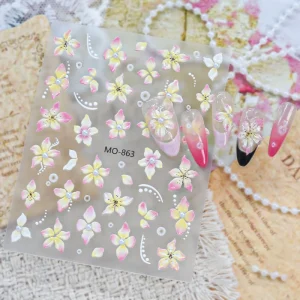 5D Nail Art Stickers Bright-Coloured Petal Leaf Adhesive Decal Floral Elegant Decor DIY Elegant Romantic