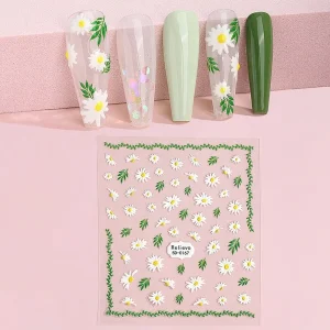 5D Nail Sticker Christmas Spring Summer Plants Flowers Green Leaves Lovely Animals Fruit Image Nail Art Decoration