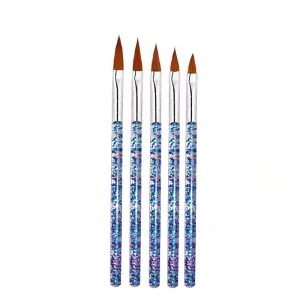 5Pcs Acrylic & Nylon Professional Nail Art Brush Set with Soft Bristles for Acrylic Nail Painting