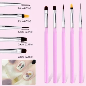 5Pcs Purple Acrylic Nail Brush Set Professional Extension 3D Carving Painting Blending Gradient Nail Art Brushes Salon Manicure