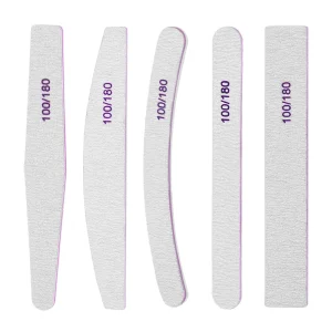 5Pcs Sandpaper Nail File Set 100 180 Double Side Sanding Buffer Block Grey Nail Files