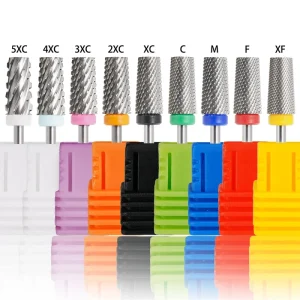 5XC Tapered Flat Top Nail Drill Bits Carbide Acrylic Gel Polishing Milling Cutter Manicure Drill Tools Nail Bit
