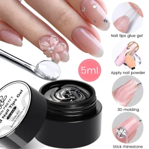 5ml Super Strong Adhesive Solid Nail Tips Glue For Press on Nails Professional 3D Molding Gel With Nail Powder