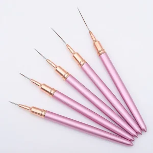 5pcs Metal Handle Nail Liner Brush Set Thin Lines Fine Details 5 Different Lengths Manicure Drawing Pens for French Art