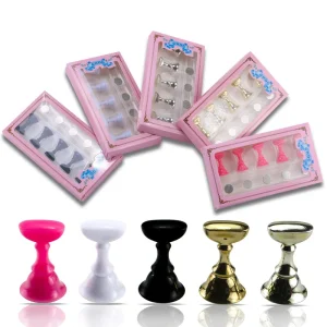 5pcs Nail Art Practice Display Stand Chess Board Magnetic Tips White Black Gold Practice Holder Set Nail Vendor