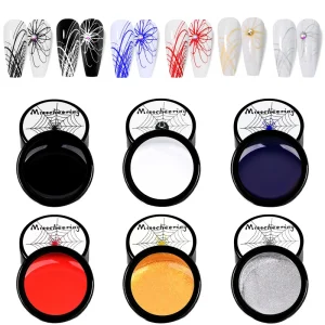 6 Color 5ml Brushed Gel Nail Polish Spider Gel Point-to-line Nail Gel Clear Varnish Black White Blue Red Gold Silver
