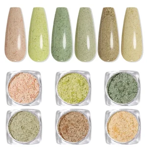 6-Color Luxury Macaron-Inspired Plush Powder Shining Nail Art Sawdust Nail Pigment for Nail Decoration
