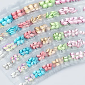 6 Girds Nail Art Rhinestones Flatback Crystal Manicure Diamond Gem AB Colorful 3D Glitter Nail Art Decorations
