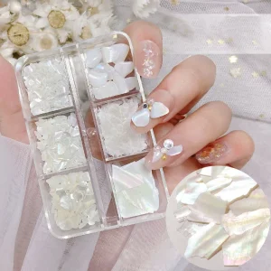 6 Grid High Gloss 3D Nail Art Decoration 3D Charms Color Thin Symphony Metal Slices Glitter Abalone Shell Flakes DIY Paillette