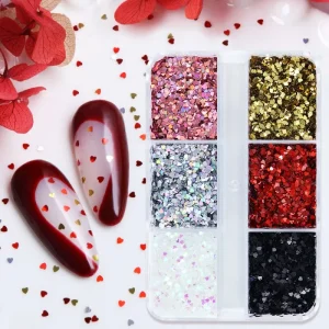 6 Grids Holographic Nail Glitter Flakes Sparkly Nail Sequins Irregular Paillette DIY Nail Art Decorations