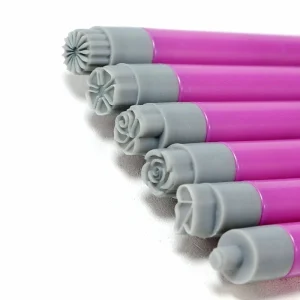 6 Pcs Set Replaceable Nail Art Stamper Pen Rubber Silicone Nails Quick DIY Dotting Tools Nail Art Stamping Pen Set