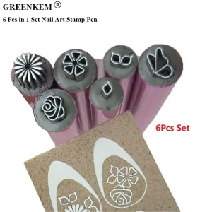 6 Pcs in 1 Set Nail Art Stamp Pen Flower Diy Nail Art Stamper Pen Nail Stamping Tool