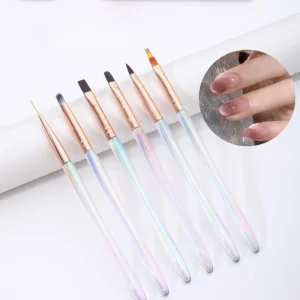 6-Piece Nail Art Brushes Set Nylon Design Painting Tools with Extension Polish for Manicure in Salon or Home DIY