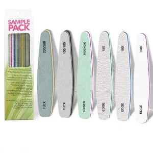 6 in 1 Pack Box Display Nail File and Buffer Manicure Set with 150 180 240 Gradation Nail Files 100 180 220 280 Nail Buffer