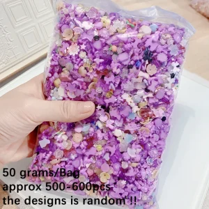 600Pcs/Bag 3D Aurora Pink Assorted Mix Bow Flower Nail Rhinestones Cute Resin Charms for Acrylic Nail DIY Decoration