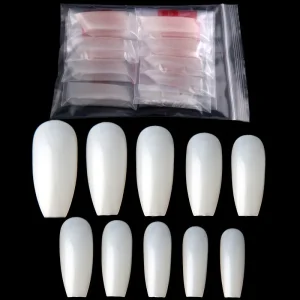 600pcs Bag DIY Nail Art Coffin Ballet Press on Nails Transparent ABS Soft Acrylic Natural Color Design Artificial