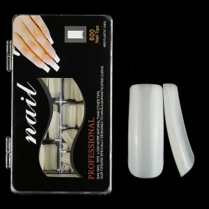 600pcs Full Cover ABS Artificial False Nail Tips Square Tips for Nail Art Lengthened Pipe Design for Fingernails