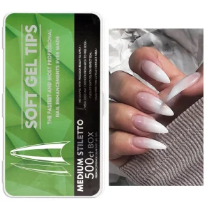 600pcs Professional Short Coffin Shaped Acrylic Nail Tips Half Matte False Tips Full Cover Soft Gel Coffin Shaped Acrylic Nail